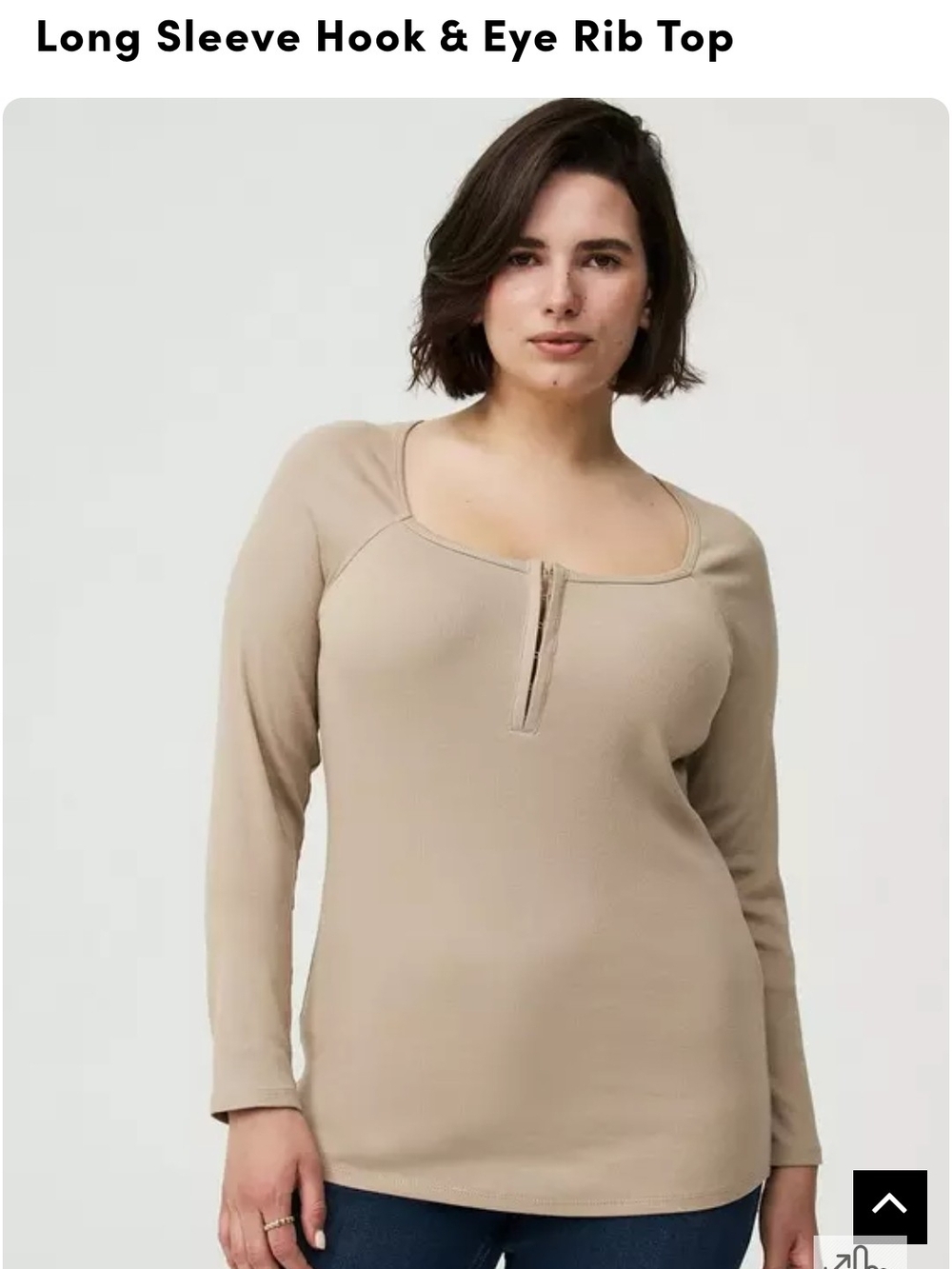 torrid Taupe Ribbed Long Sleeve Hook & Eye Top
